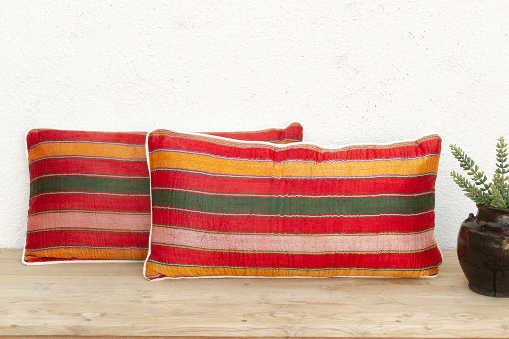 Pair of Anjar Mashru Lumbar Pillows
