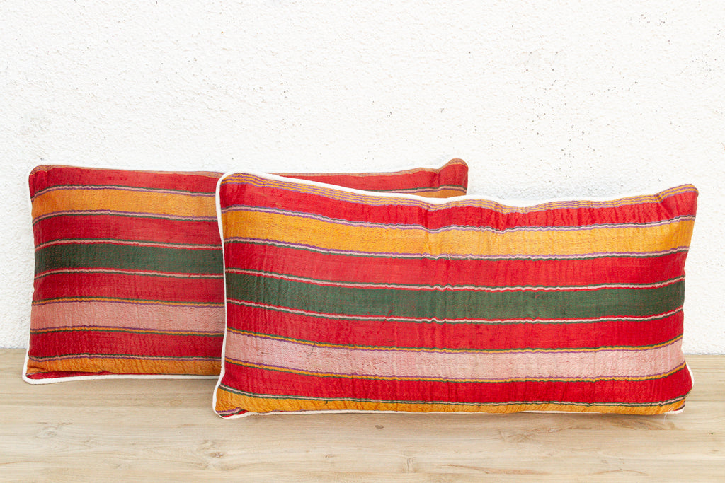 Pair of Anjar Mashru Lumbar Pillows
