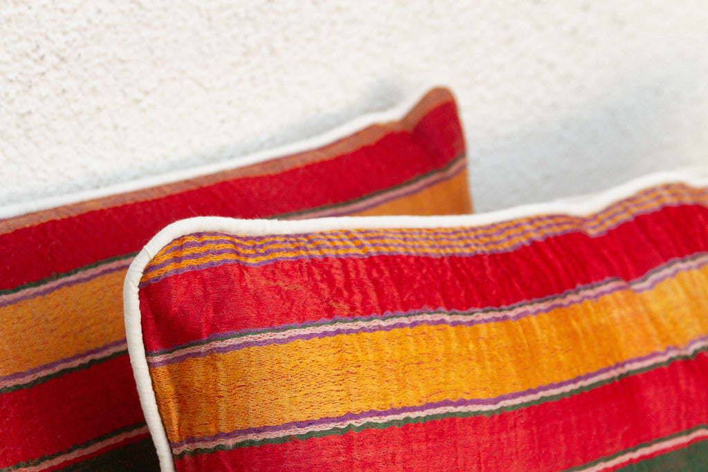 Pair of Anjar Mashru Lumbar Pillows