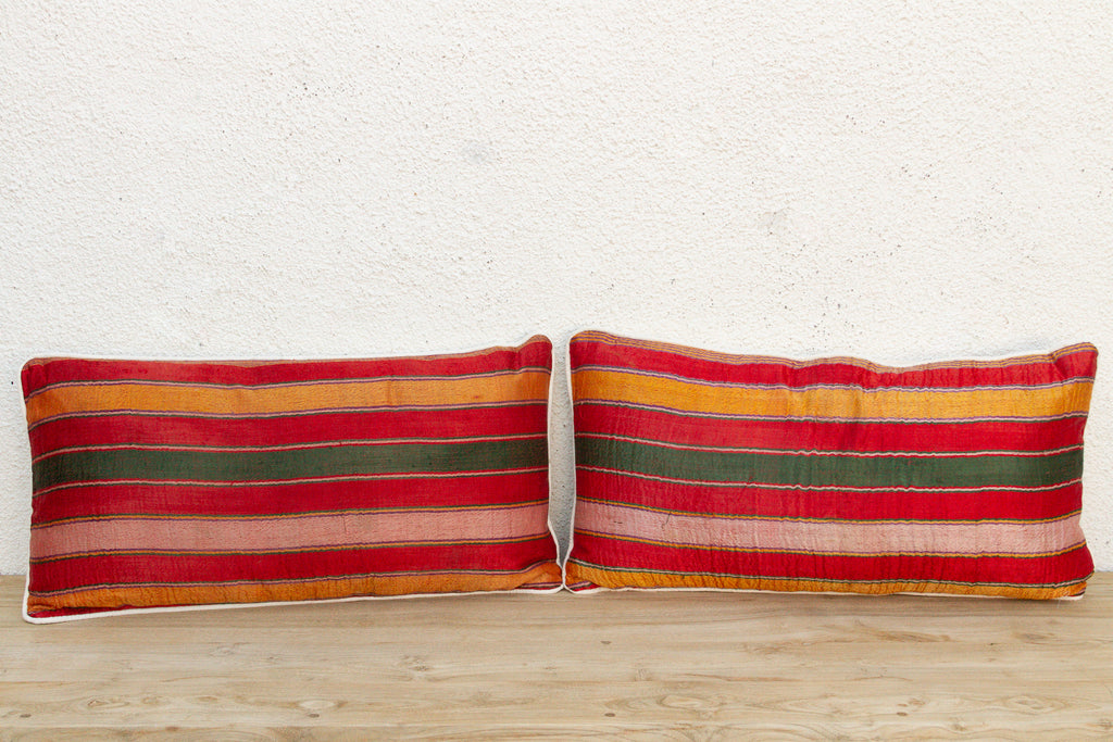 Pair of Anjar Mashru Lumbar Pillows