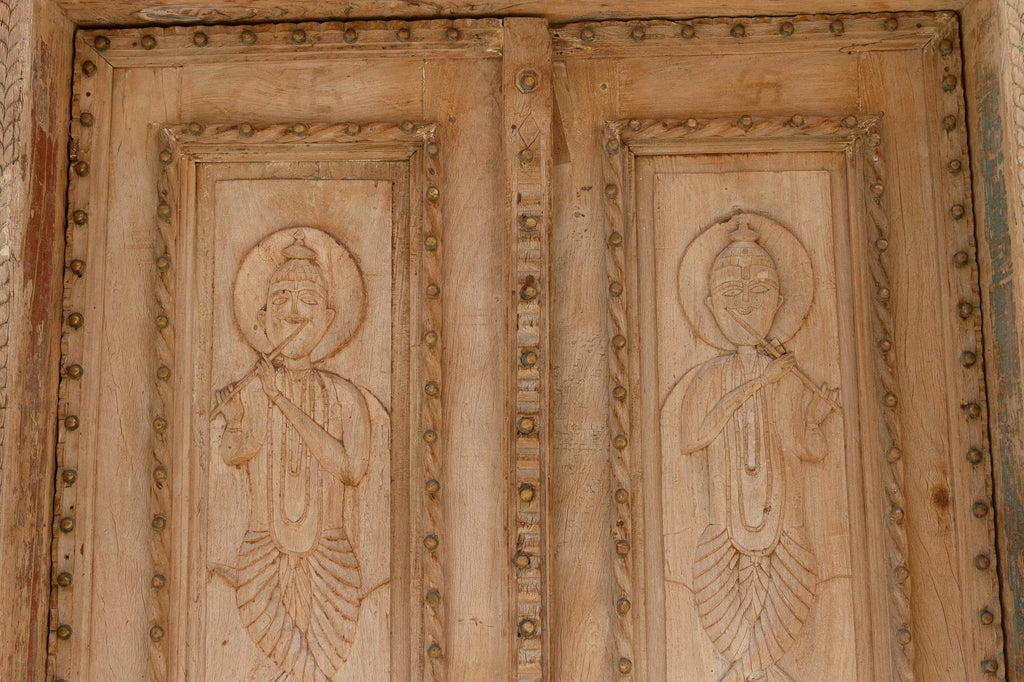 Monumental Antique Indian Teak Krishna Door (Trade)
