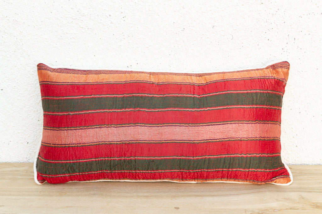Rohini Striped Mashru Lumbar Pillow (Trade)