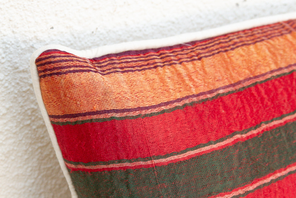 Rohini Striped Mashru Lumbar Pillow (Trade)