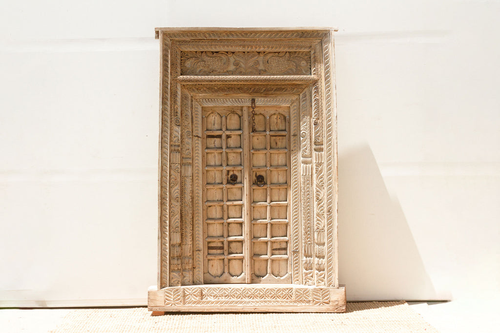Massive Heavily Carved Antique Thar Desert Entrance Door