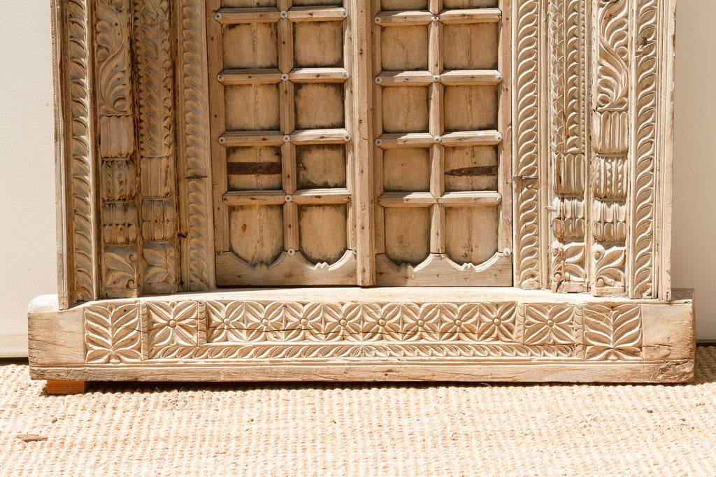Massive Heavily Carved Antique Thar Desert Entrance Door