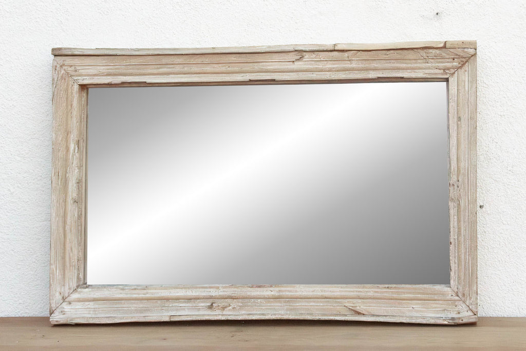 Robust Framed Architectural Salvage Teak Mirror (Trade)