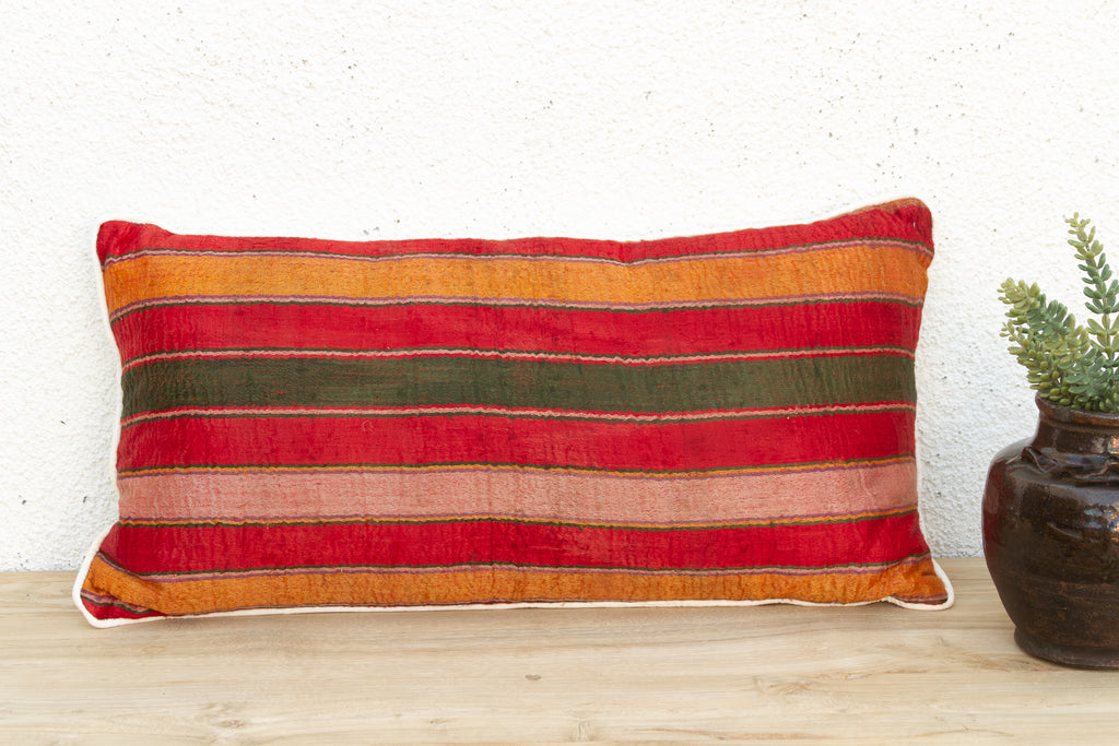 Patan Striped Mashru Lumbar Pillow (Trade)