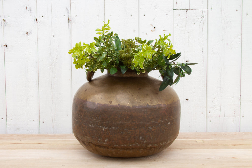 antique brass planter pots Antique Patinated Brass Water Pot