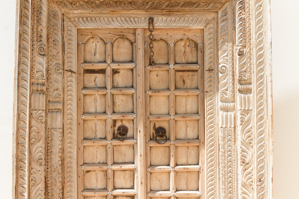 Massive Heavily Carved Antique Thar Desert Entrance Door