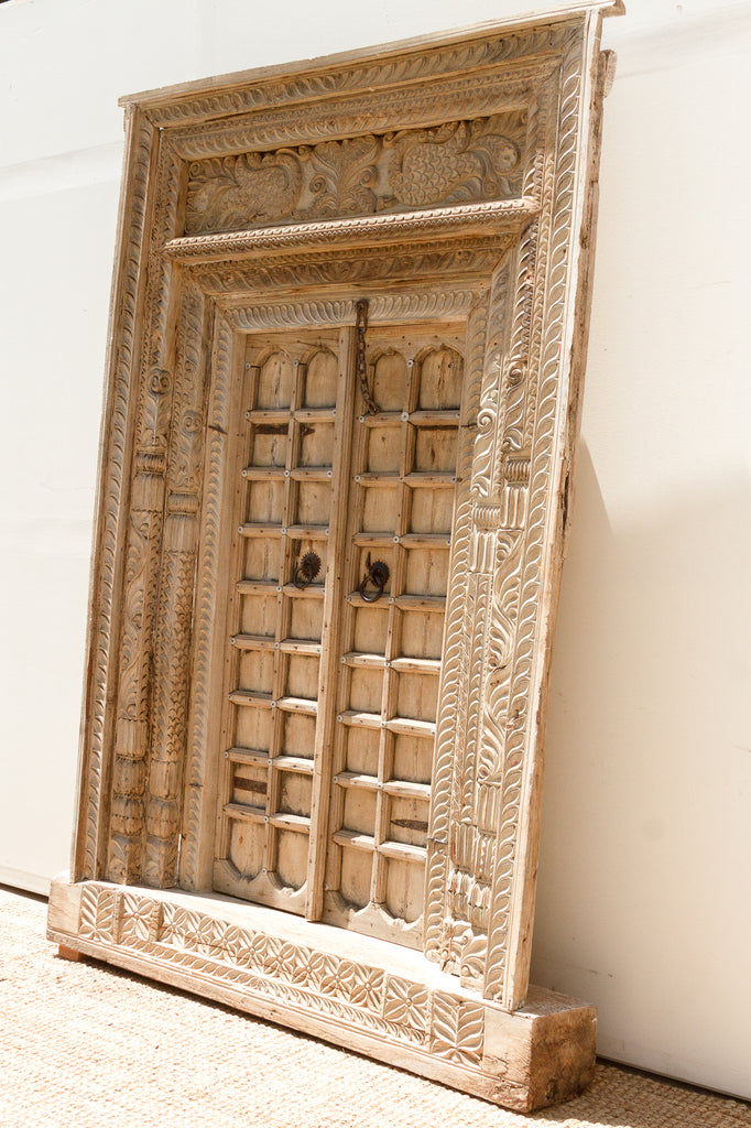 Massive Heavily Carved Antique Thar Desert Entrance Door
