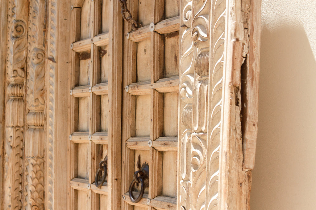 Massive Heavily Carved Antique Thar Desert Entrance Door