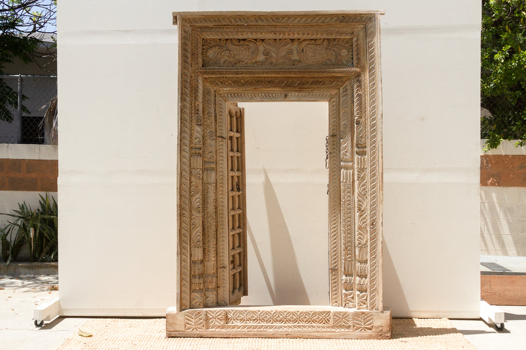 Massive Heavily Carved Antique Thar Desert Entrance Door