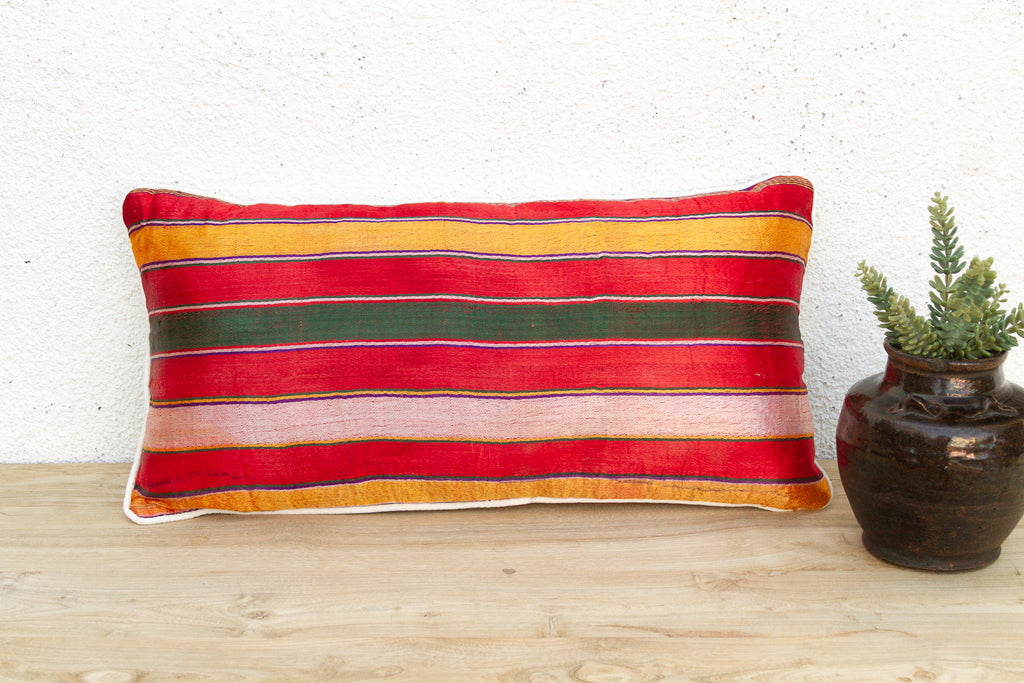 Kora Striped Mashru Lumbar Pillow