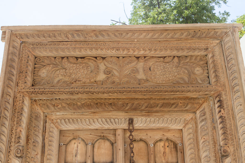 Massive Heavily Carved Antique Thar Desert Entrance Door