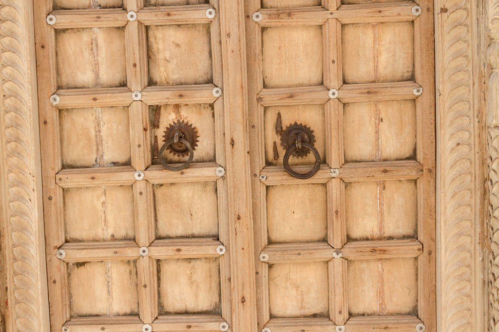 Massive Heavily Carved Antique Thar Desert Entrance Door