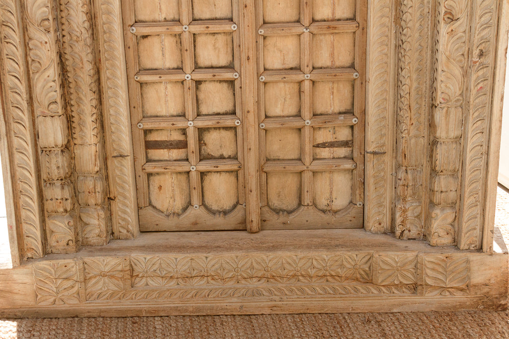 Massive Heavily Carved Antique Thar Desert Entrance Door