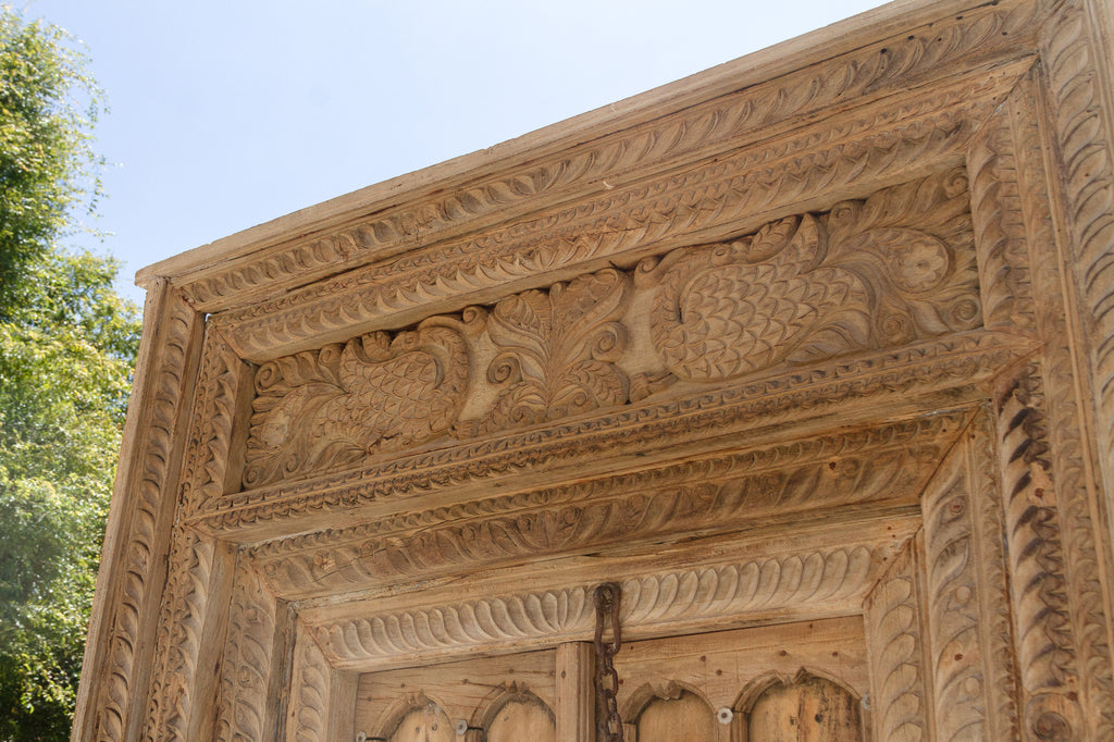 Massive Heavily Carved Antique Thar Desert Entrance Door