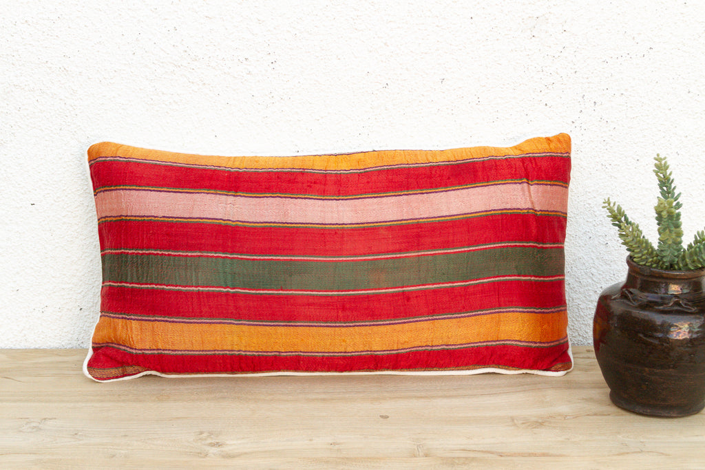 Zarina Striped Mashru Lumbar Pillow (Trade)