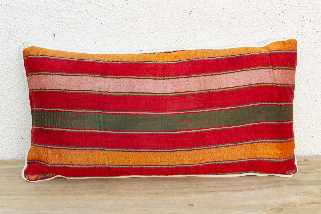 Zarina Striped Mashru Lumbar Pillow (Trade)