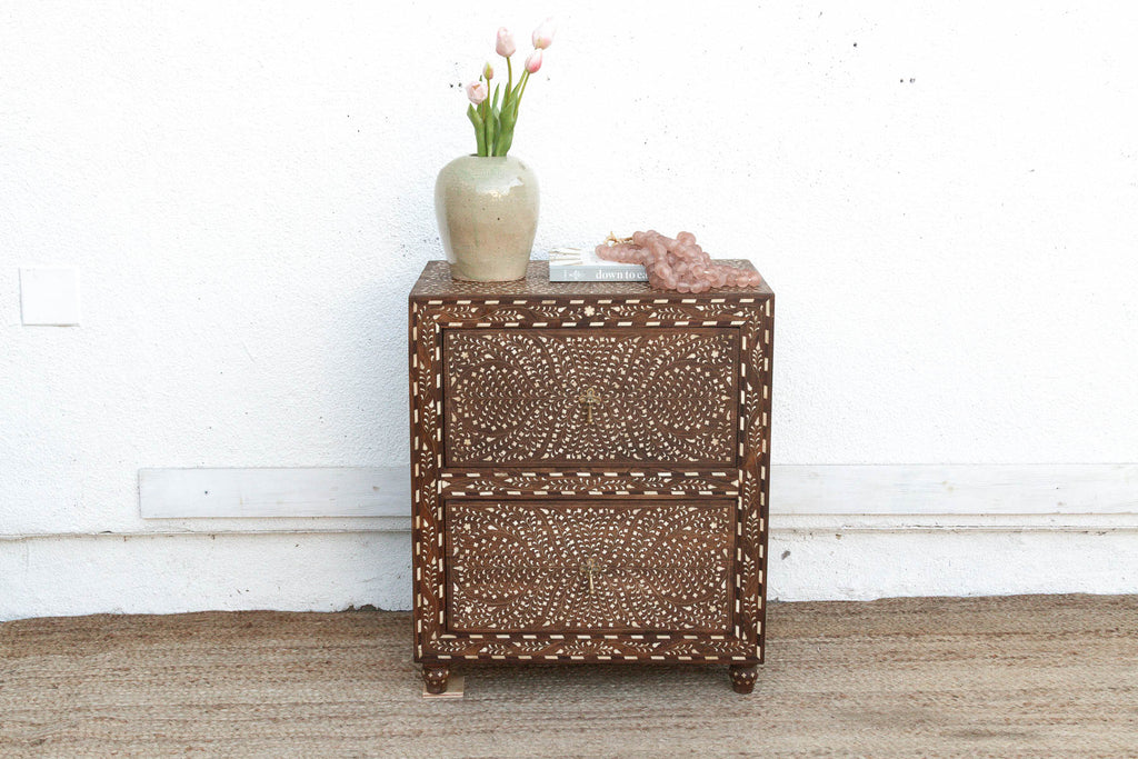 Dark Walnut Finish Finely Inlay Small Dresser
