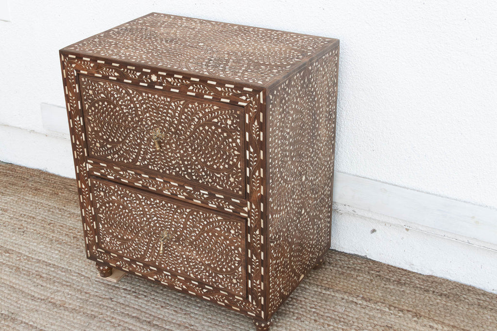 Dark Walnut Finish Finely Inlay Small Dresser