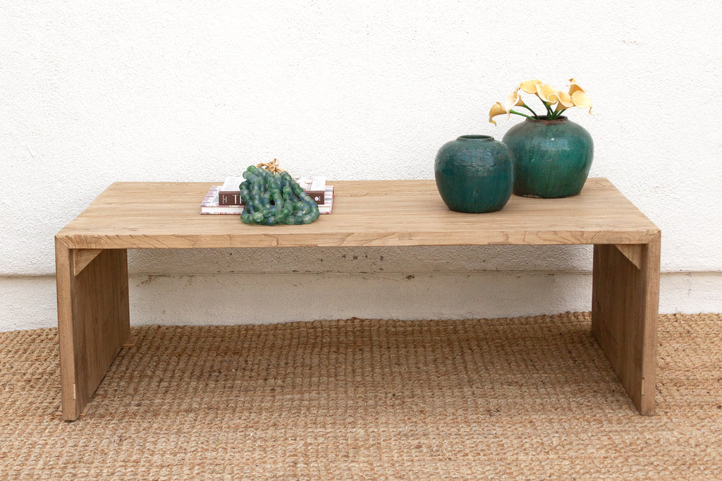 Reclaimed Elm Rustic Modern Waterfall Coffee Table (Trade)