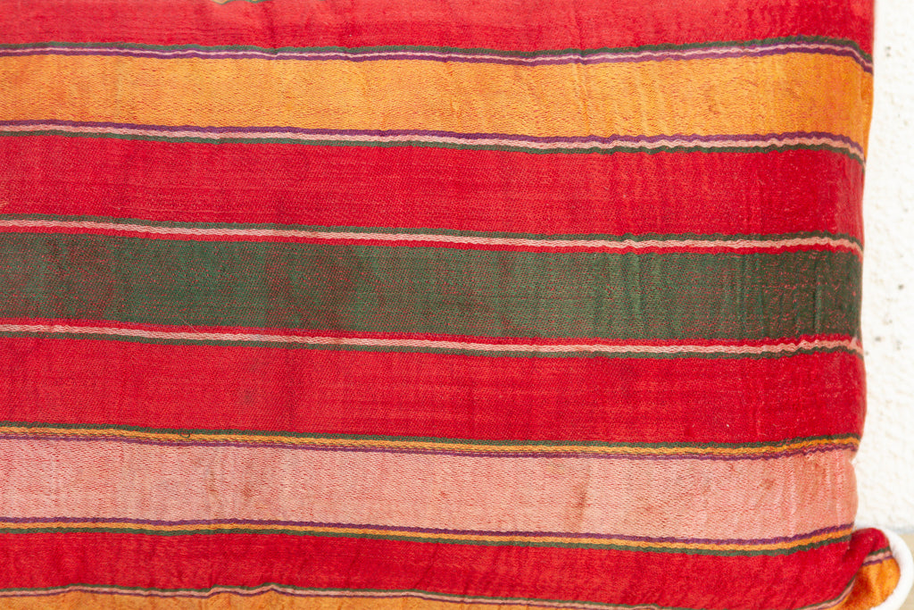 Gulbadan Striped Gujarati Mashru Lumbar Pillow (Trade)