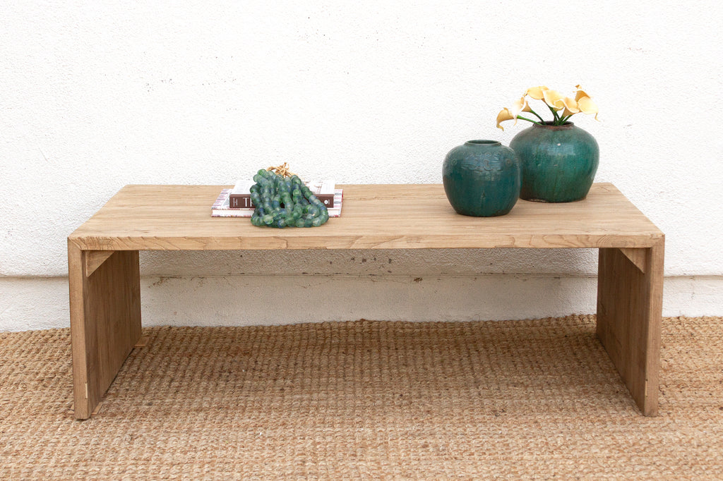 Reclaimed Elm Rustic Modern Waterfall Coffee Table (Trade)