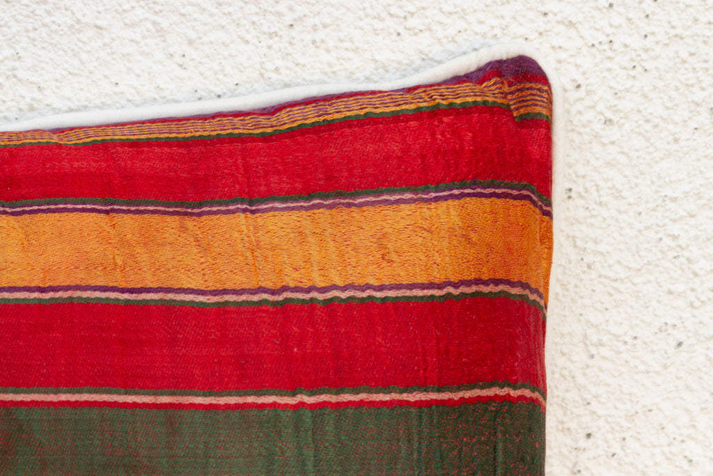 Gulbadan Striped Gujarati Mashru Lumbar Pillow (Trade)