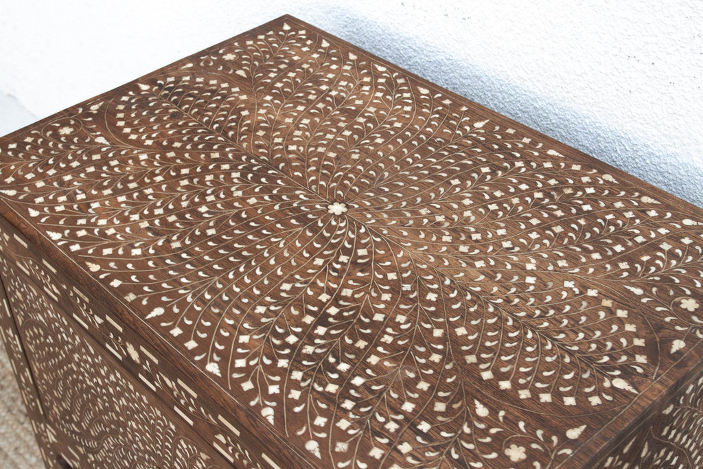 Dark Walnut Finish Finely Inlay Small Dresser