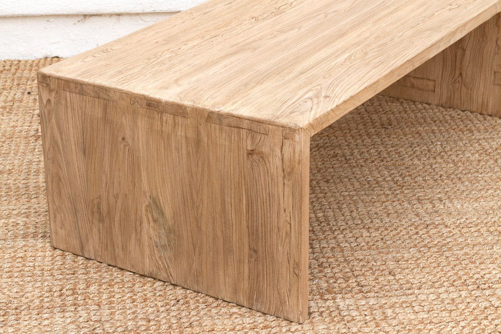 Reclaimed Elm Rustic Modern Waterfall Coffee Table (Trade)