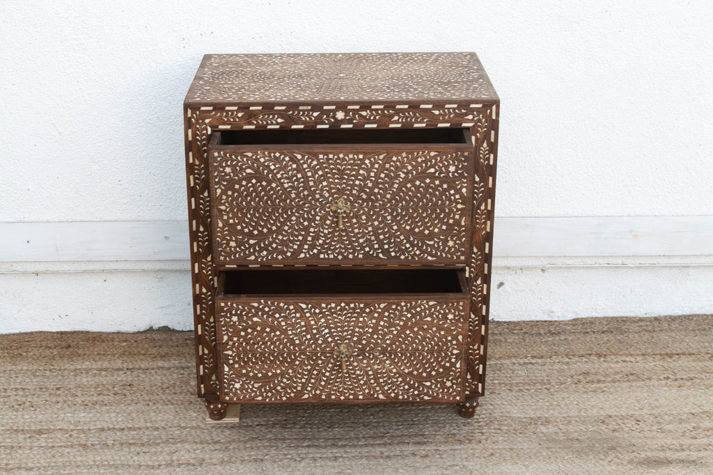Dark Walnut Finish Finely Inlay Small Dresser