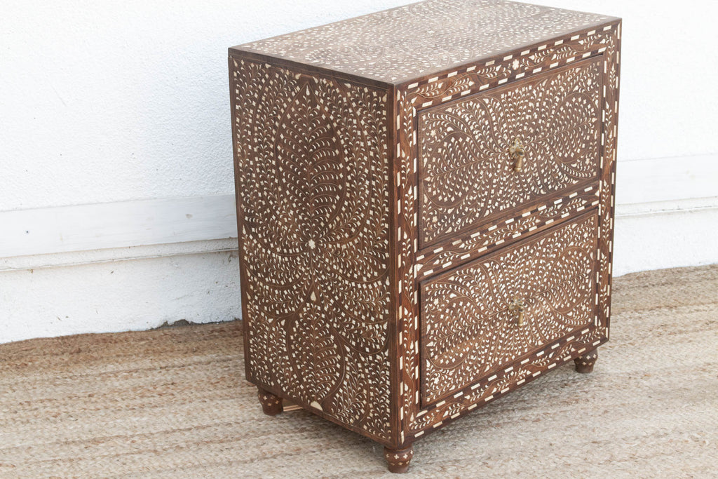 Dark Walnut Finish Finely Inlay Small Dresser
