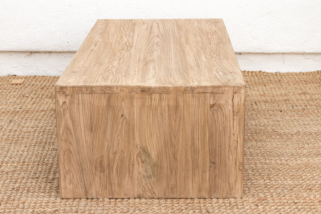 Reclaimed Elm Rustic Modern Waterfall Coffee Table (Trade)