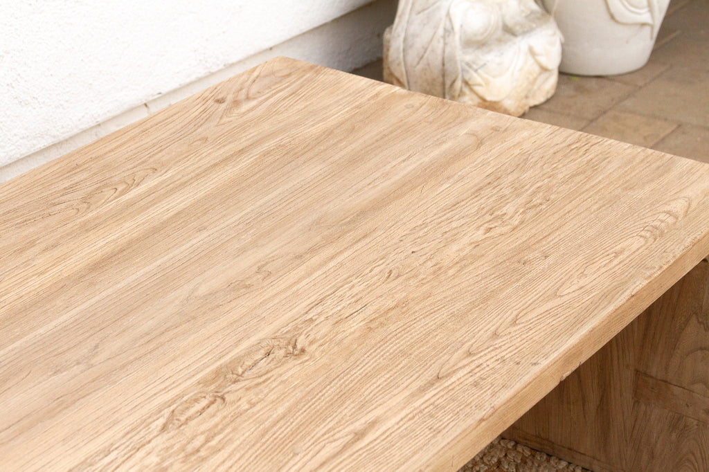 Reclaimed Elm Rustic Modern Waterfall Coffee Table (Trade)