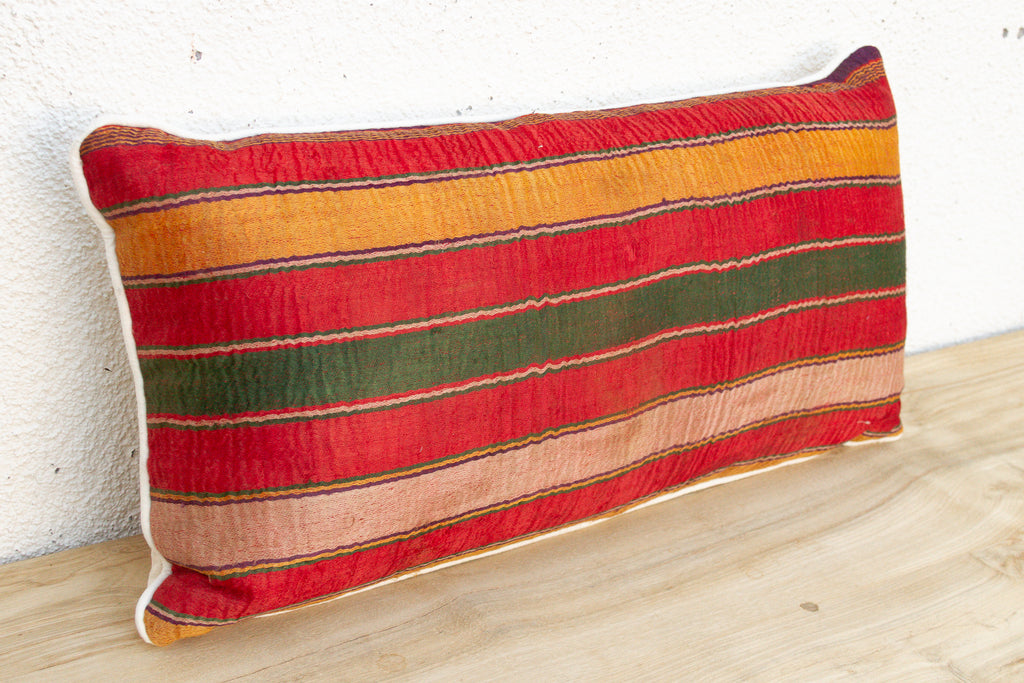 Kutch Striped Gujarati Mashru Lumbar Pillow (Trade)