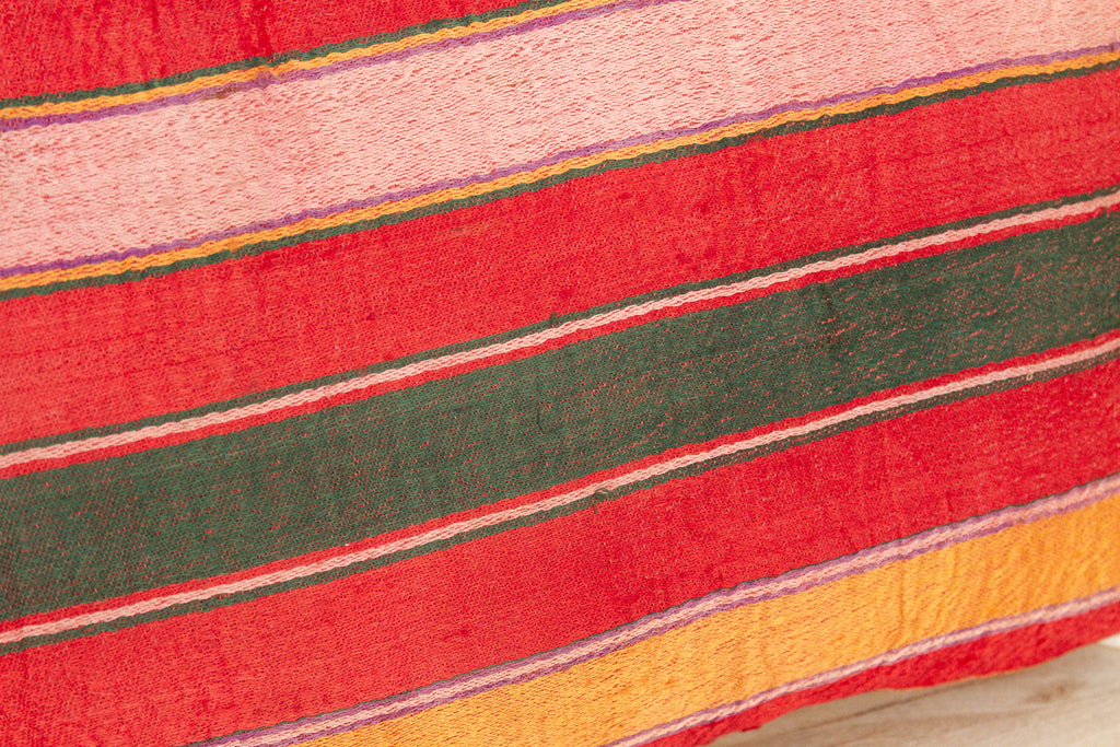 Mira Striped Gujarati Mashru Lumbar Pillow (Trade)