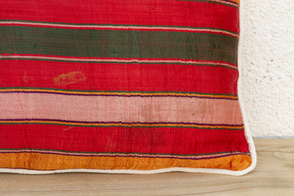Rahi Striped Gujarati Mashru Lumbar Pillow