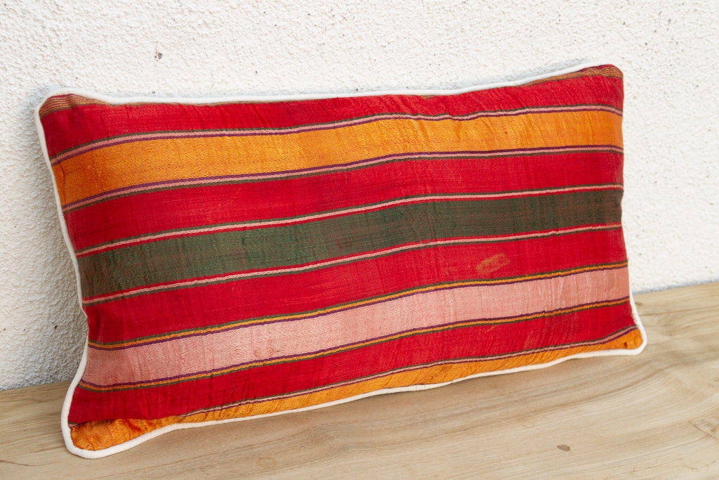 Rahi Striped Gujarati Mashru Lumbar Pillow