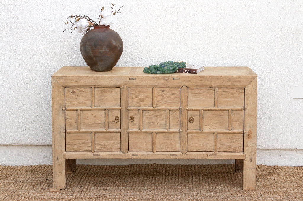 Rustic Bleached Wood 3-Door Grain Cabinet (Trade)