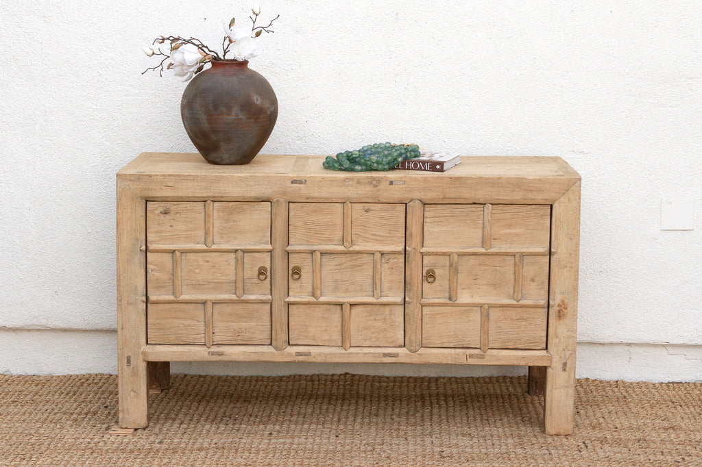 Rustic Bleached Wood 3-Door Grain Cabinet (Trade)