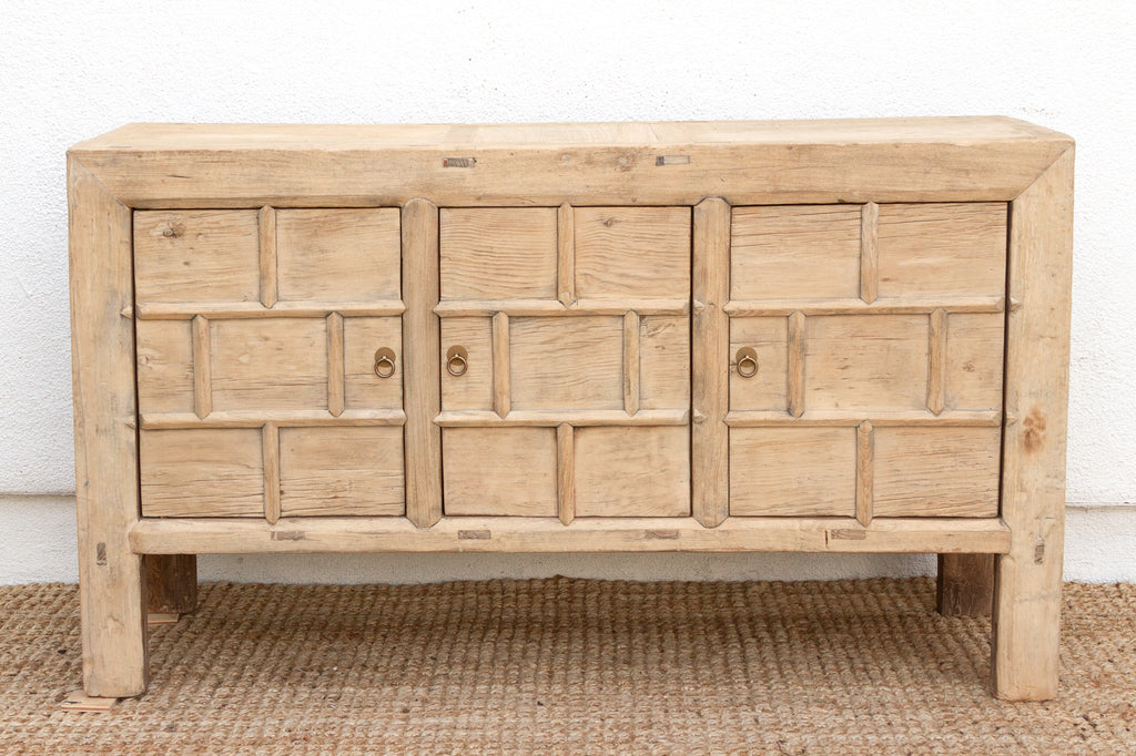 Rustic Bleached Wood 3-Door Grain Cabinet (Trade)