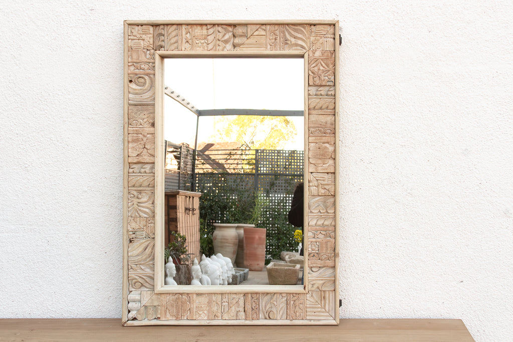 Rustic Bohemian Bleached Wood Mirror (Trade)