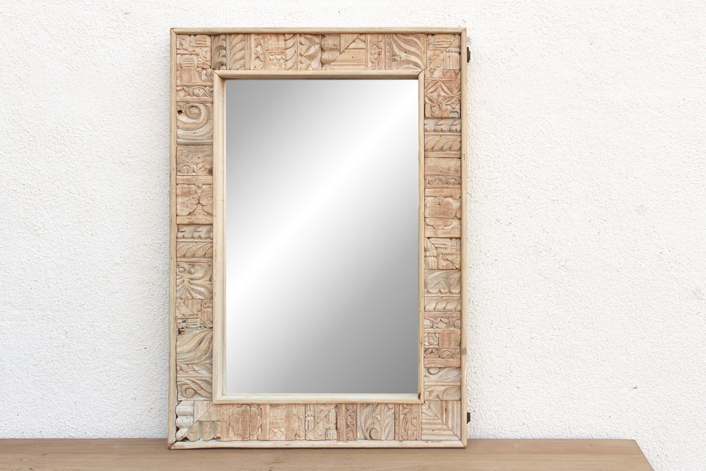 Rustic Bohemian Bleached Wood Mirror