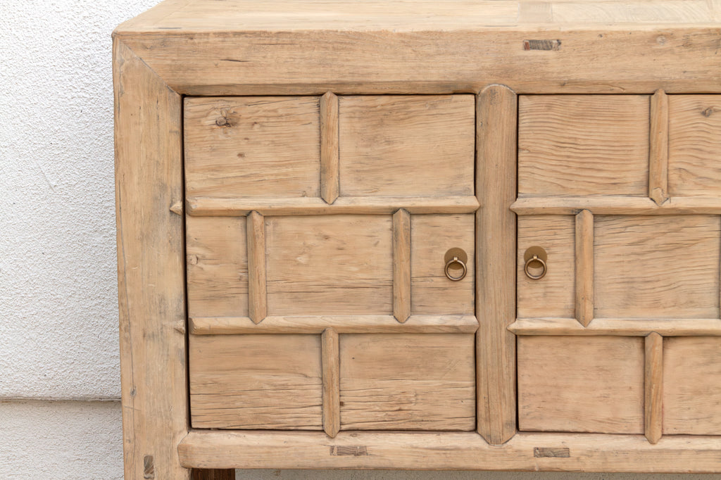 Rustic Bleached Wood 3-Door Grain Cabinet (Trade)