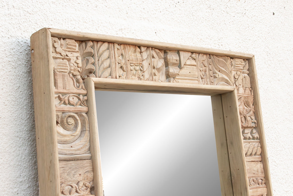Rustic Bohemian Bleached Wood Mirror