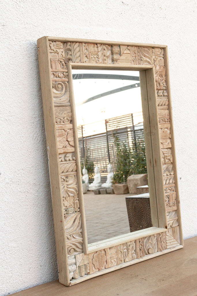 Rustic Bohemian Bleached Wood Mirror (Trade)