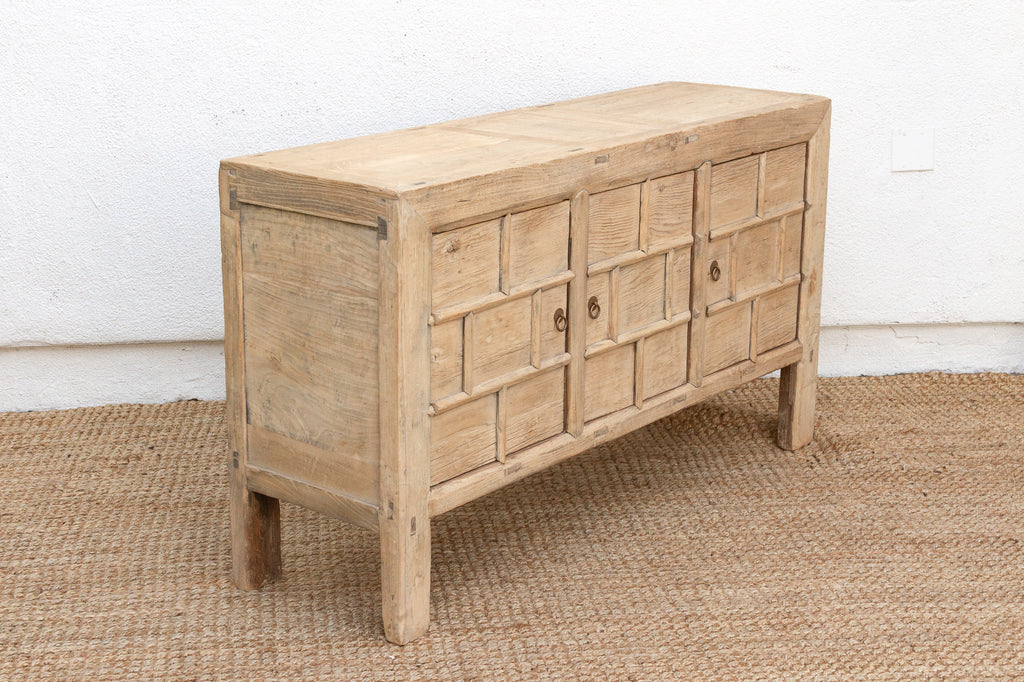 Rustic Bleached Wood 3-Door Grain Cabinet (Trade)