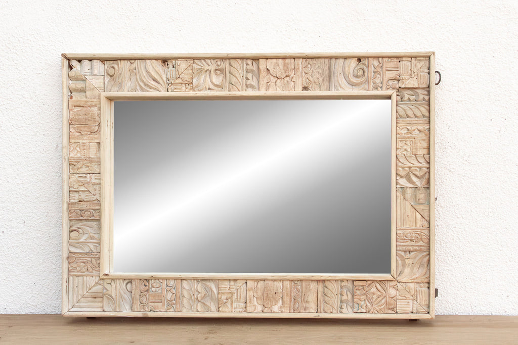 Rustic Bohemian Bleached Wood Mirror