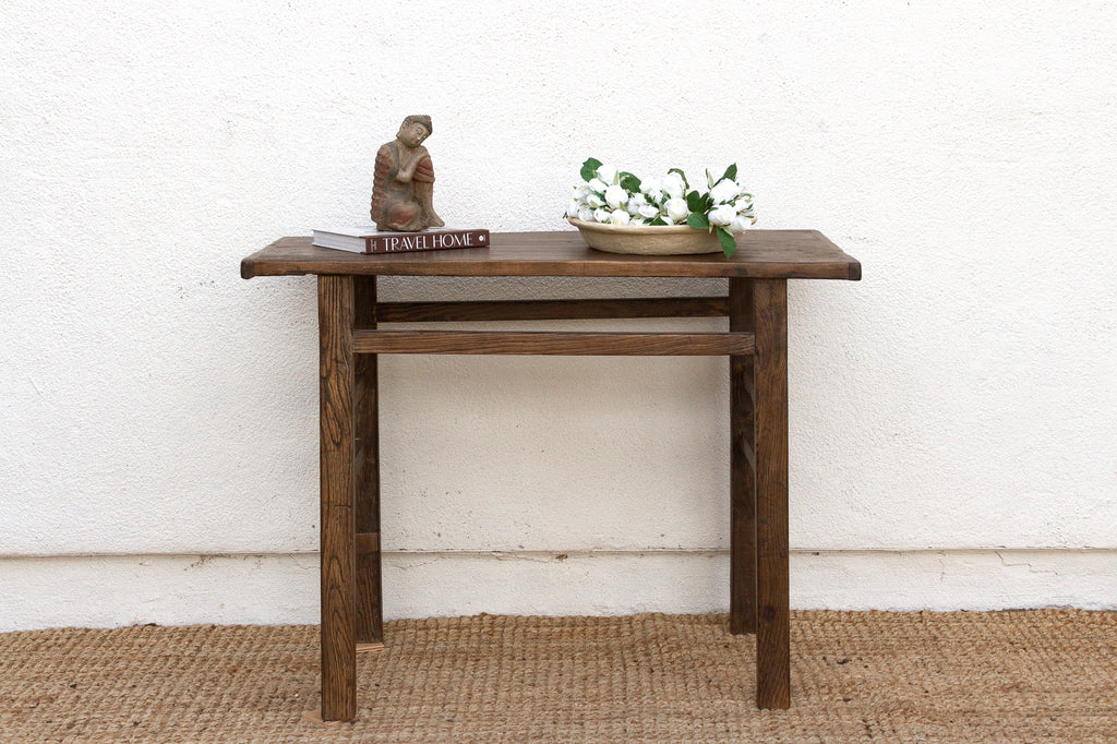 Reconstructed Rustic Warm Walnut Finish Console